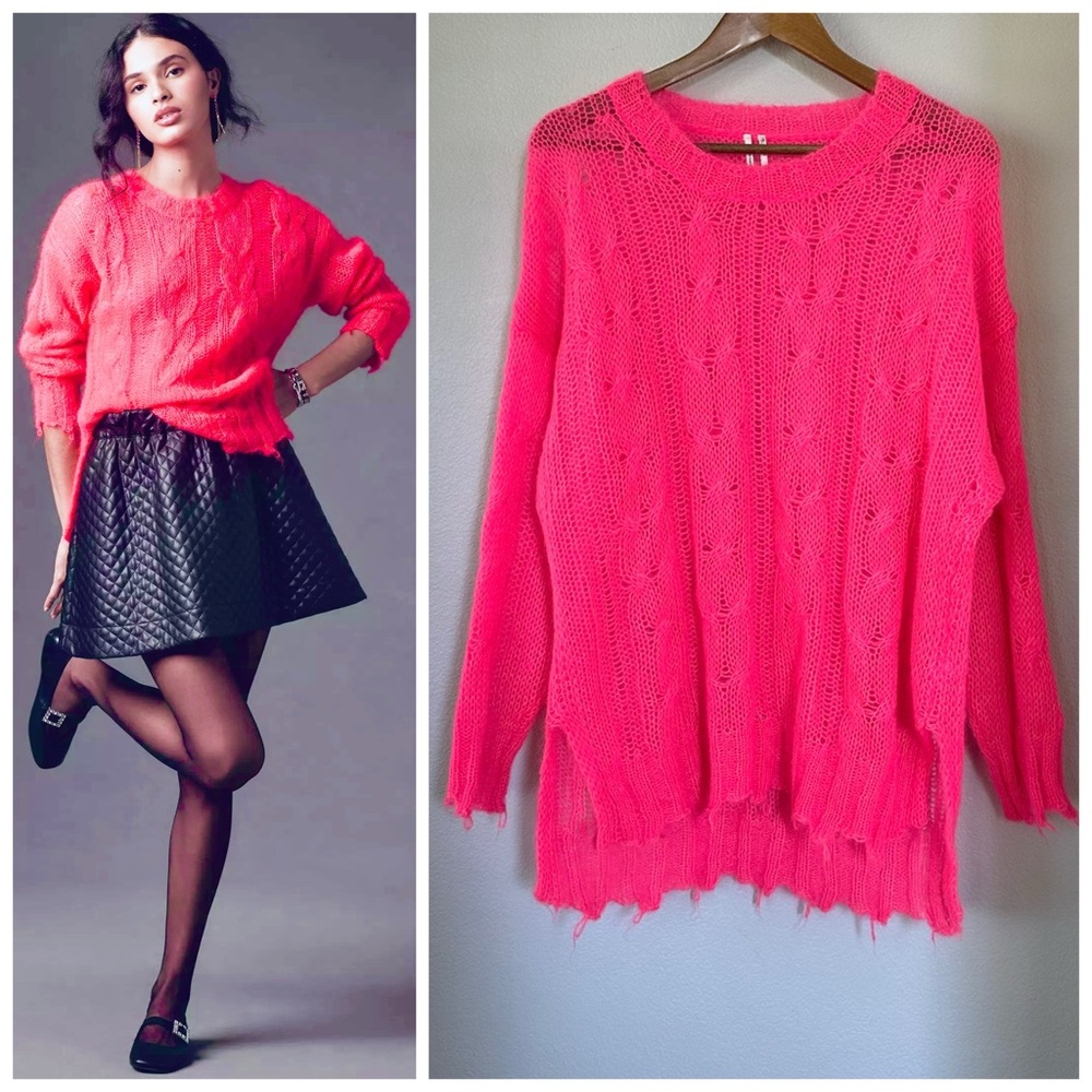 Anthropologie Pink Crew Neck Sweater